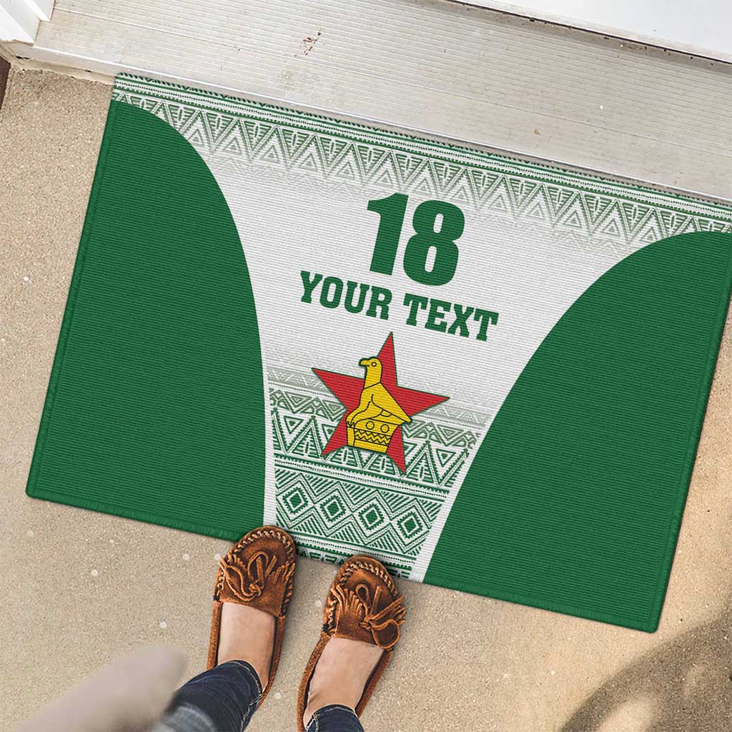 Custom Zimbabwe Rugby Rubber Doormat Sables African Patterns - Wonder Print Shop
