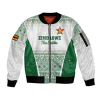 Custom Zimbabwe Rugby Sleeve Zip Bomber Jacket Sables African Patterns - Wonder Print Shop