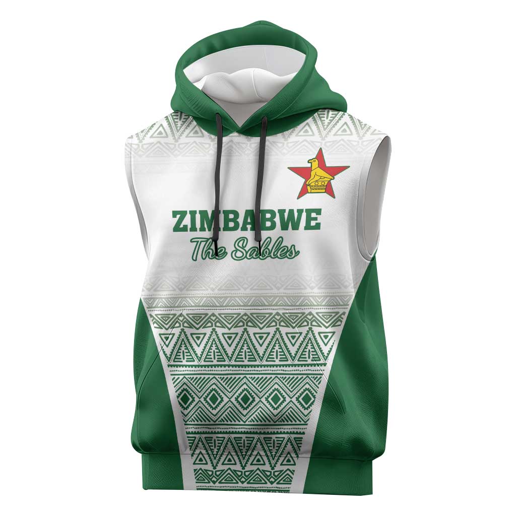 Custom Zimbabwe Rugby Sleeveless Hoodie Sables African Patterns - Wonder Print Shop