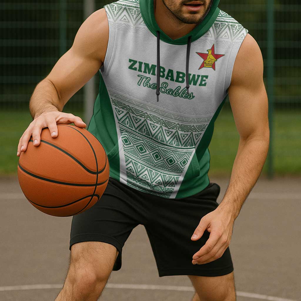 Custom Zimbabwe Rugby Sleeveless Hoodie Sables African Patterns - Wonder Print Shop
