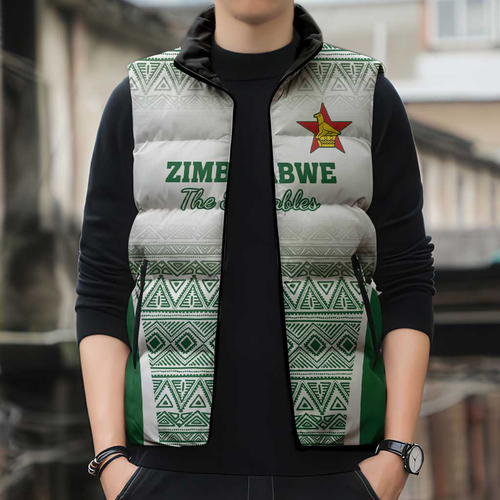 Custom Zimbabwe Rugby Sleeveless Puffer Jacket Sables African Patterns - Wonder Print Shop