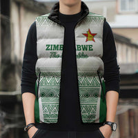 Custom Zimbabwe Rugby Sleeveless Puffer Jacket Sables African Patterns - Wonder Print Shop