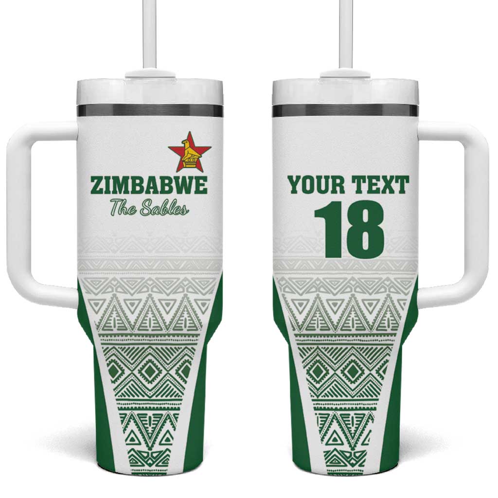 Custom Zimbabwe Rugby Tumbler With Handle Sables African Patterns - Wonder Print Shop
