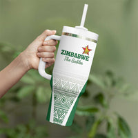 Custom Zimbabwe Rugby Tumbler With Handle Sables African Patterns - Wonder Print Shop