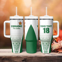 Custom Zimbabwe Rugby Tumbler With Handle Sables African Patterns - Wonder Print Shop