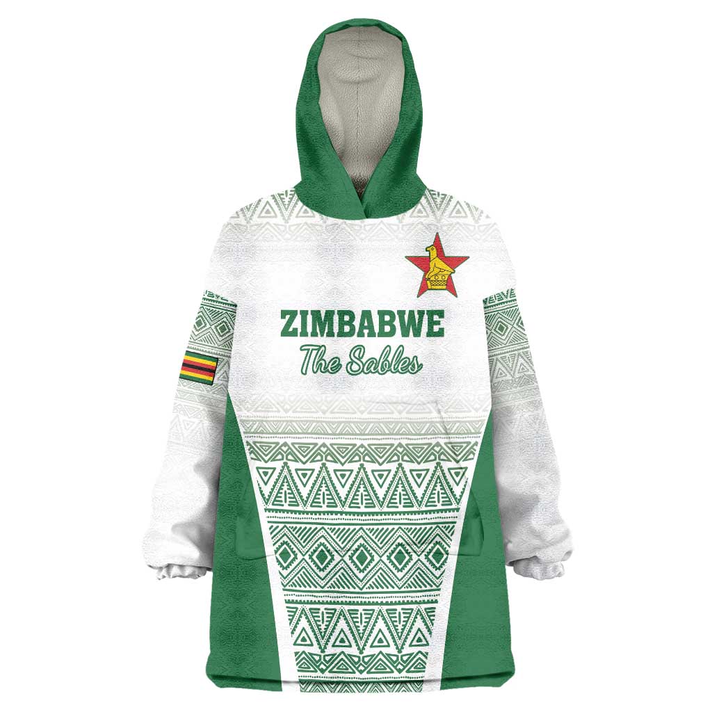 Custom Zimbabwe Rugby Wearable Blanket Hoodie Sables African Patterns - Wonder Print Shop