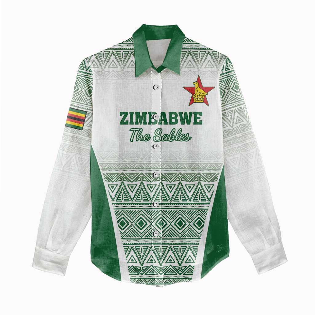 Custom Zimbabwe Rugby Women Casual Shirt Sables African Patterns - Wonder Print Shop