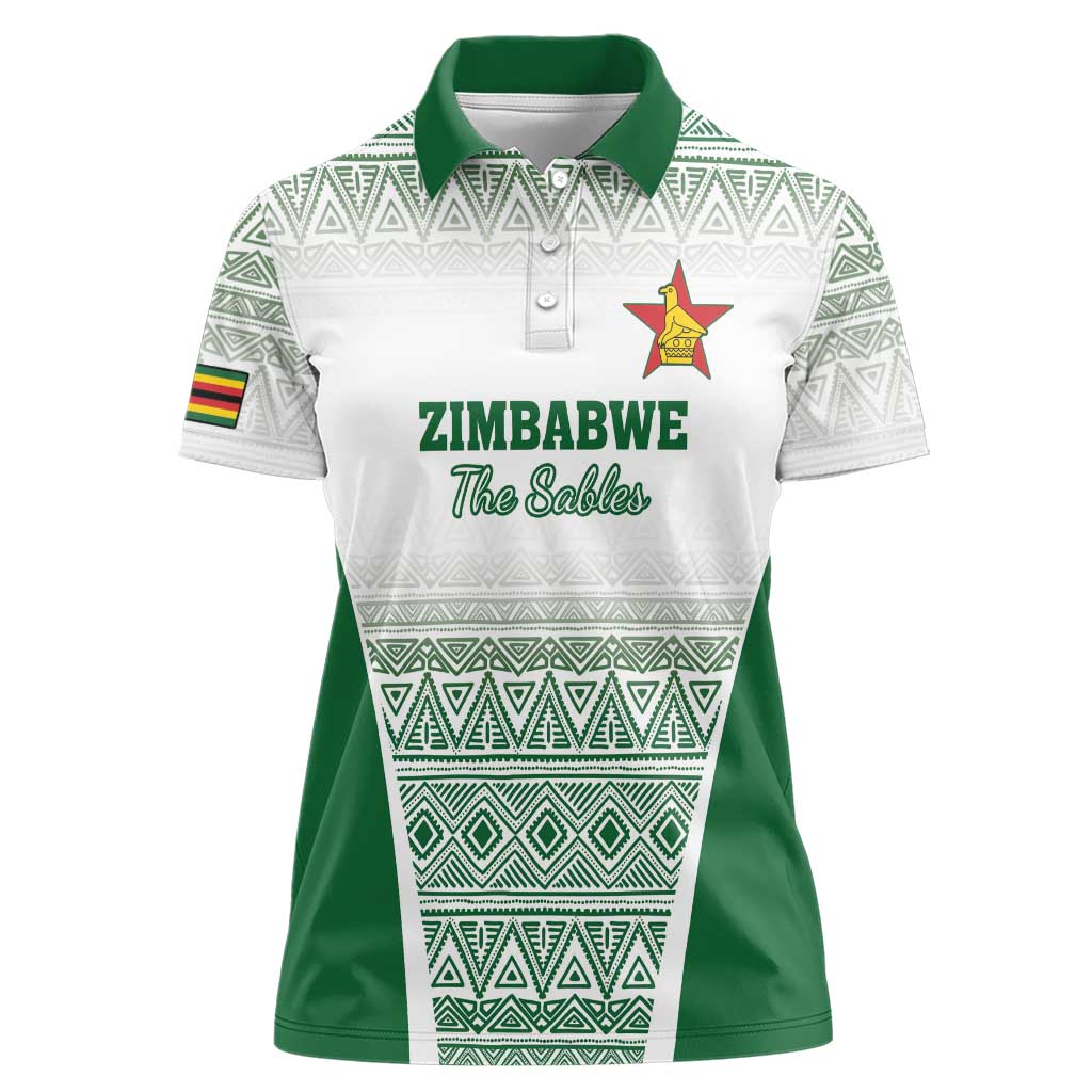 Custom Zimbabwe Rugby Women Polo Shirt Sables African Patterns - Wonder Print Shop
