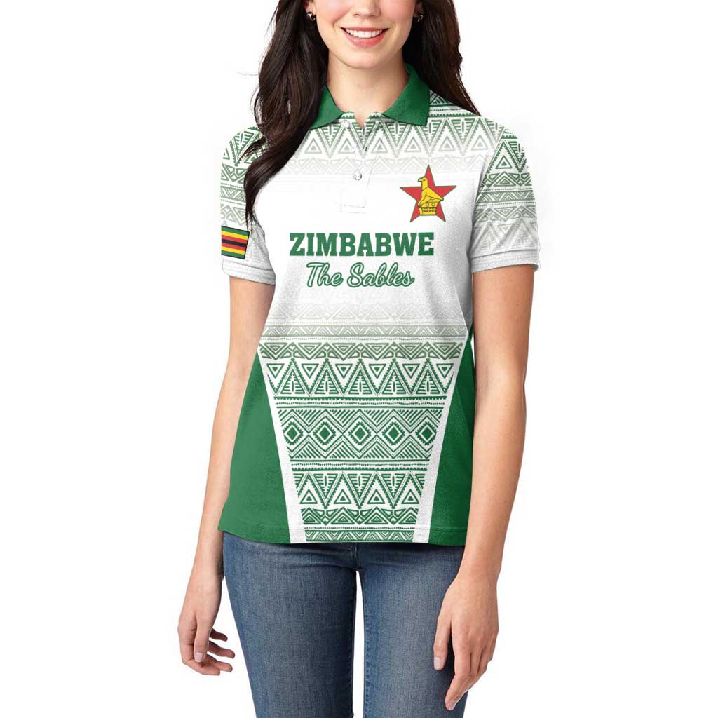 Custom Zimbabwe Rugby Women Polo Shirt Sables African Patterns - Wonder Print Shop