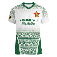 Custom Zimbabwe Rugby Women V-Neck T-Shirt Sables African Patterns - Wonder Print Shop