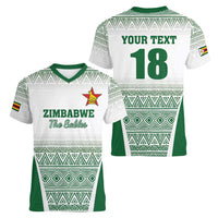Custom Zimbabwe Rugby Women V-Neck T-Shirt Sables African Patterns - Wonder Print Shop