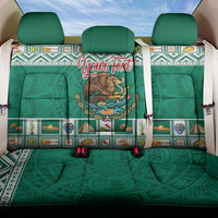 Personalized Mexico Christmas Back Car Seat Cover Coat Of Arms With Aztec Mexican Patterns - Wonder Print Shop