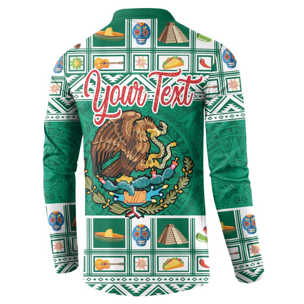 Personalized Mexico Christmas Button Sweatshirt Coat Of Arms With Aztec Mexican Patterns - Wonder Print Shop