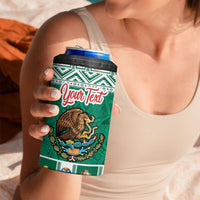 Personalized Mexico Christmas 4 in 1 Can Cooler Tumbler Coat Of Arms With Aztec Mexican Patterns - Wonder Print Shop