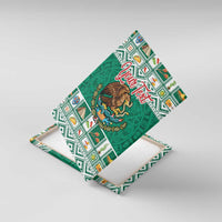 Personalized Mexico Christmas Canvas Wall Art Coat Of Arms With Aztec Mexican Patterns - Wonder Print Shop