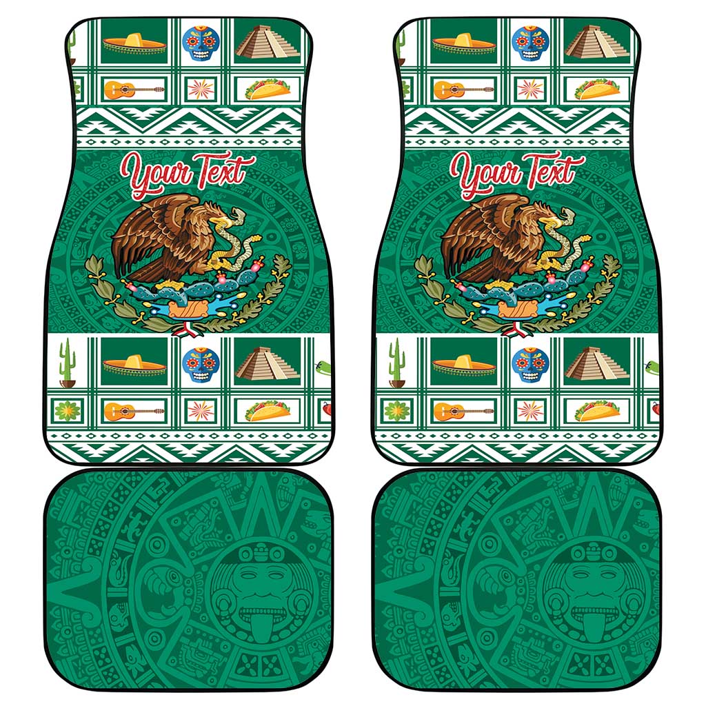 Personalized Mexico Christmas Car Mats Coat Of Arms With Aztec Mexican Patterns - Wonder Print Shop