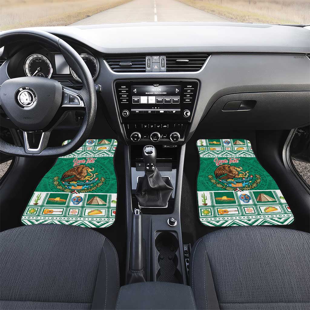 Personalized Mexico Christmas Car Mats Coat Of Arms With Aztec Mexican Patterns - Wonder Print Shop