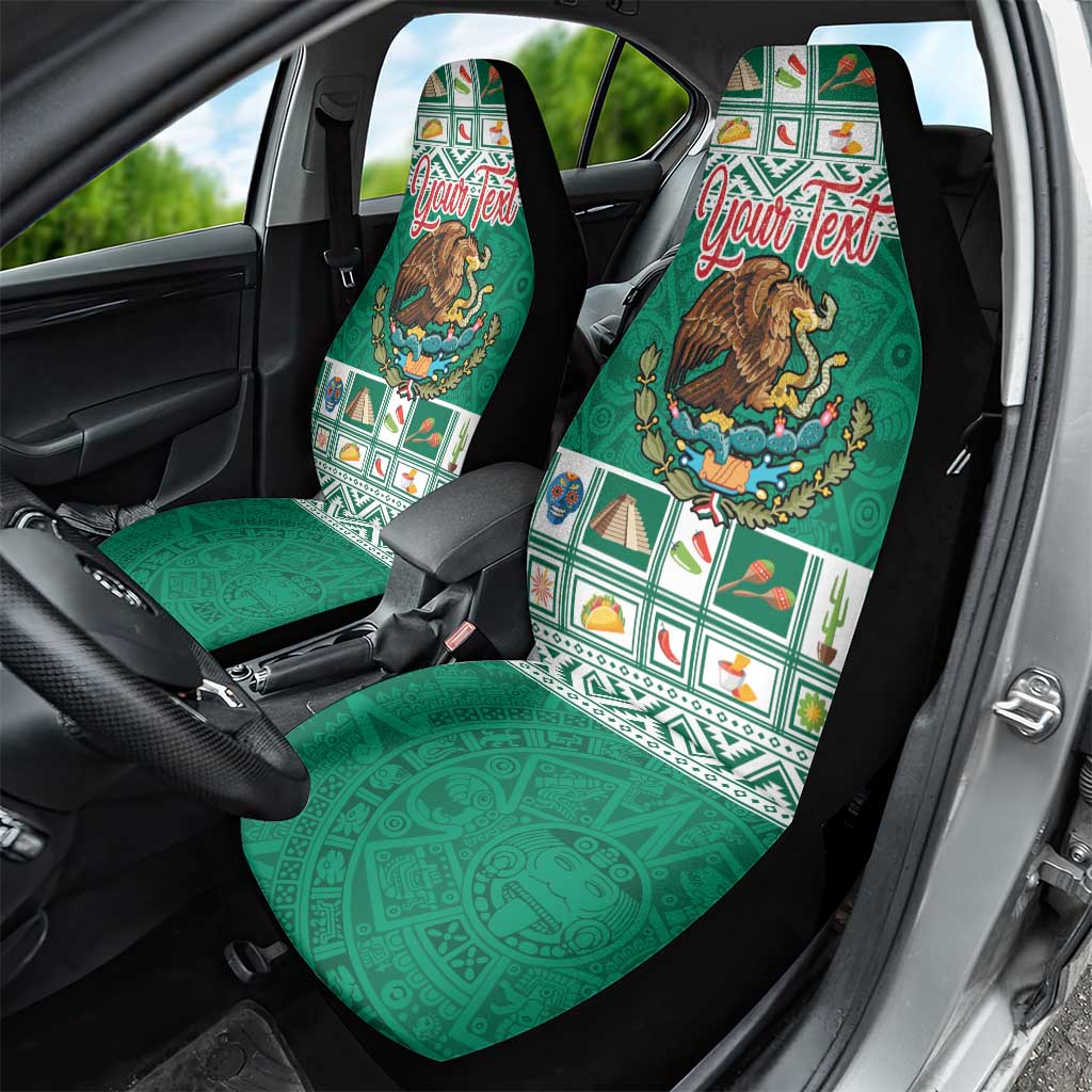 Personalized Mexico Christmas Car Seat Cover Coat Of Arms With Aztec Mexican Patterns - Wonder Print Shop