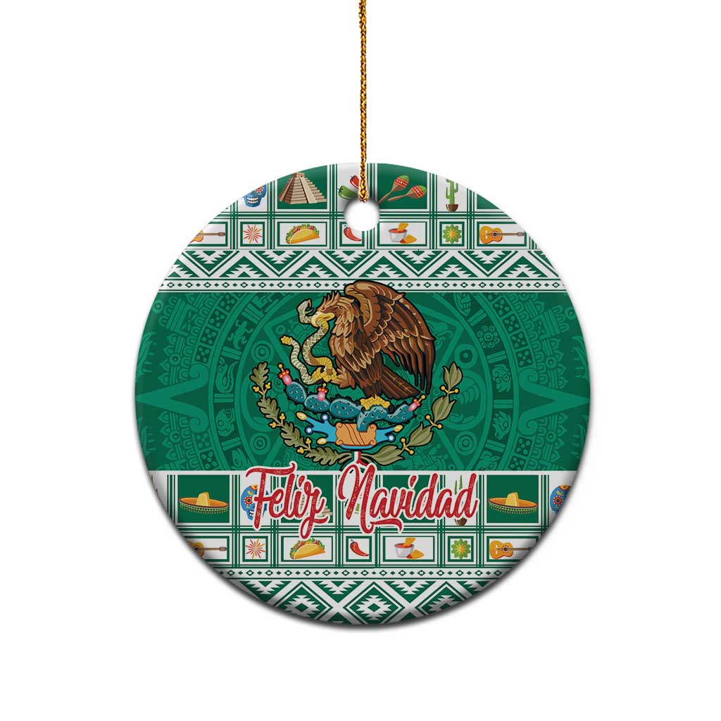 Personalized Mexico Christmas Ceramic Ornament Coat Of Arms With Aztec Mexican Patterns - Wonder Print Shop