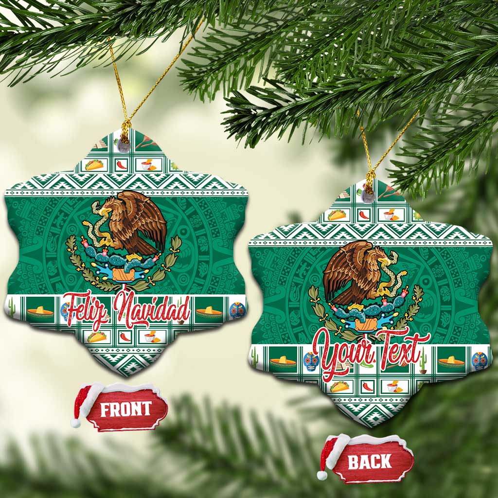 Personalized Mexico Christmas Ceramic Ornament Coat Of Arms With Aztec Mexican Patterns - Wonder Print Shop