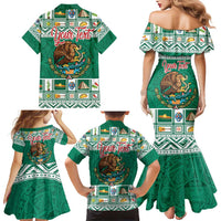 Personalized Mexico Christmas Family Matching Mermaid Dress and Hawaiian Shirt Coat Of Arms With Aztec Mexican Patterns - Wonder Print Shop