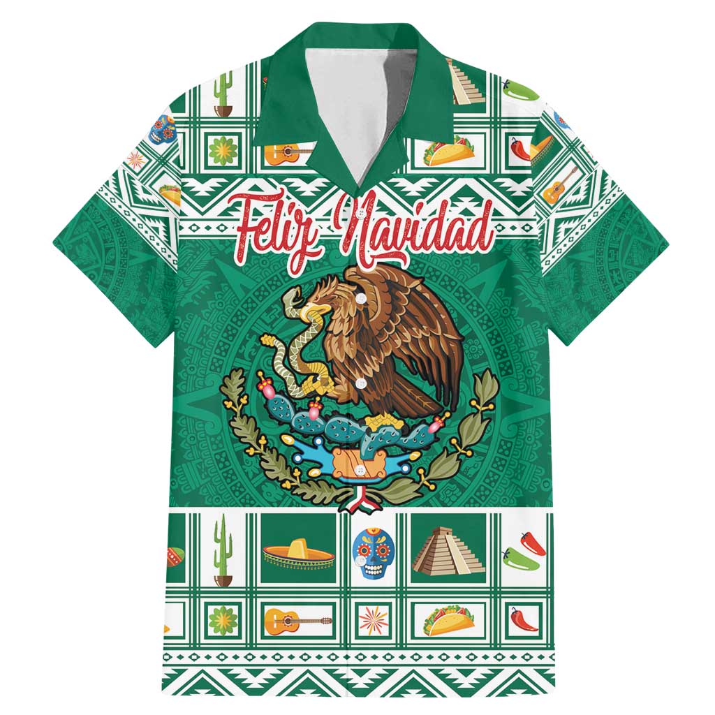 Personalized Mexico Christmas Family Matching Mermaid Dress and Hawaiian Shirt Coat Of Arms With Aztec Mexican Patterns - Wonder Print Shop