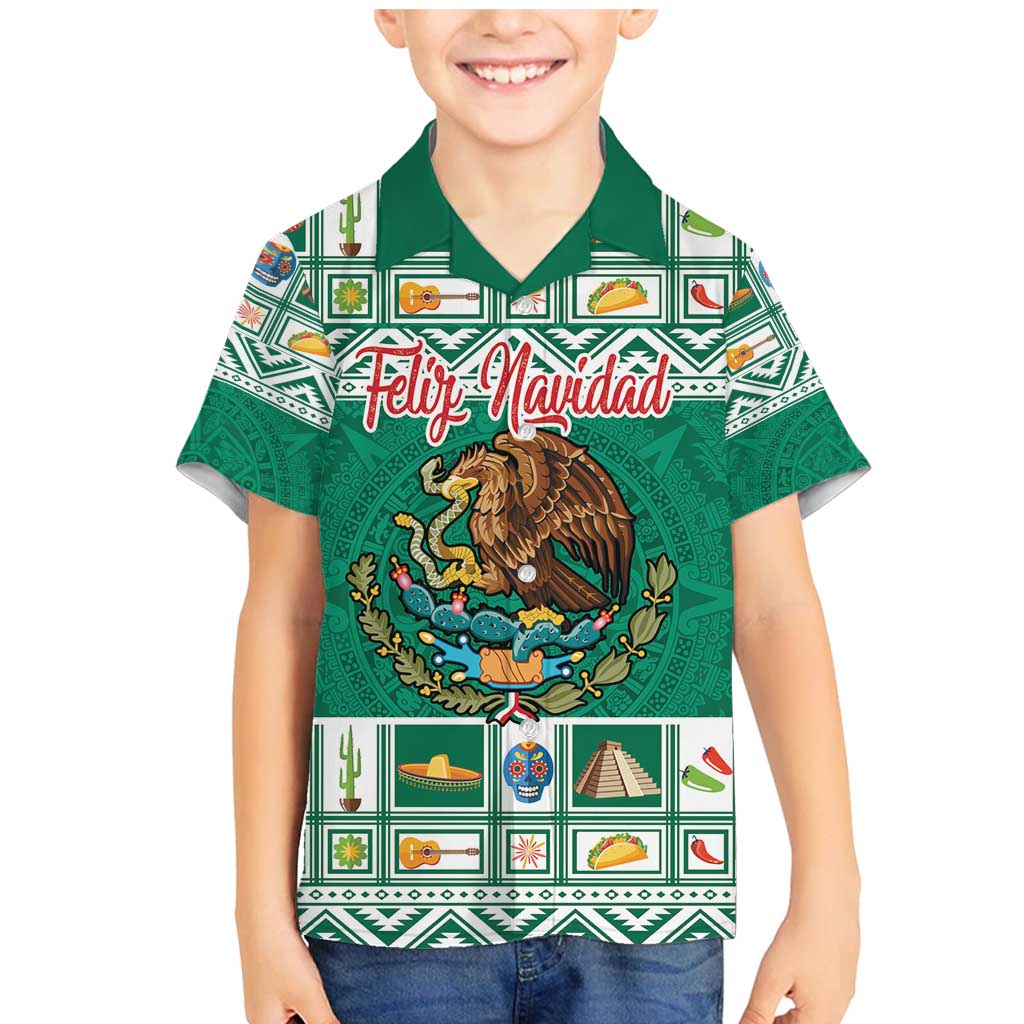 Personalized Mexico Christmas Family Matching Mermaid Dress and Hawaiian Shirt Coat Of Arms With Aztec Mexican Patterns - Wonder Print Shop