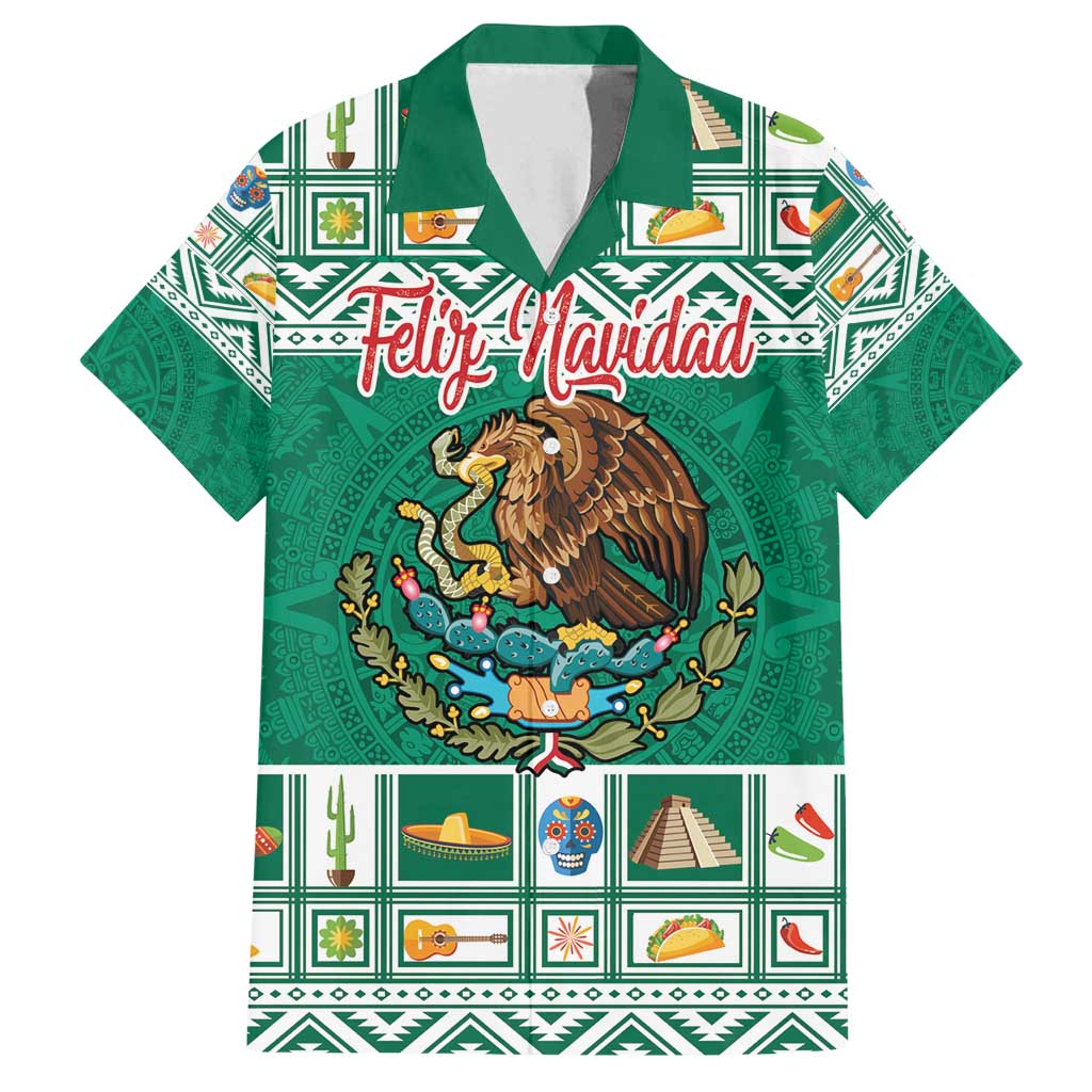 Personalized Mexico Christmas Family Matching Off Shoulder Maxi Dress and Hawaiian Shirt Coat Of Arms With Aztec Mexican Patterns - Wonder Print Shop