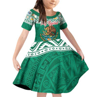 Personalized Mexico Christmas Family Matching Off Shoulder Short Dress and Hawaiian Shirt Coat Of Arms With Aztec Mexican Patterns - Wonder Print Shop