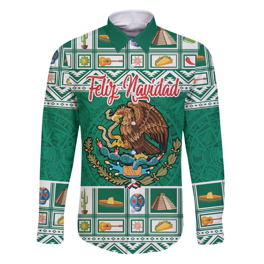 Personalized Mexico Christmas Family Matching Puletasi and Hawaiian Shirt Coat Of Arms With Aztec Mexican Patterns - Wonder Print Shop