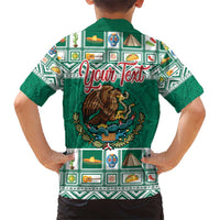 Personalized Mexico Christmas Family Matching Short Sleeve Bodycon Dress and Hawaiian Shirt Coat Of Arms With Aztec Mexican Patterns - Wonder Print Shop