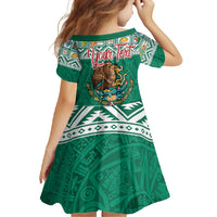 Personalized Mexico Christmas Family Matching Short Sleeve Bodycon Dress and Hawaiian Shirt Coat Of Arms With Aztec Mexican Patterns - Wonder Print Shop