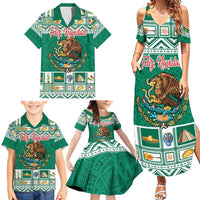 Personalized Mexico Christmas Family Matching Summer Maxi Dress and Hawaiian Shirt Coat Of Arms With Aztec Mexican Patterns - Wonder Print Shop