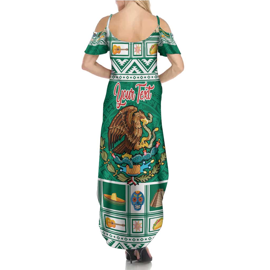 Personalized Mexico Christmas Family Matching Summer Maxi Dress and Hawaiian Shirt Coat Of Arms With Aztec Mexican Patterns - Wonder Print Shop