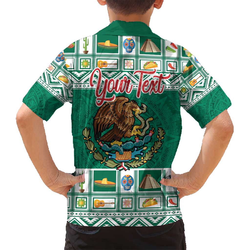 Personalized Mexico Christmas Family Matching Tank Maxi Dress and Hawaiian Shirt Coat Of Arms With Aztec Mexican Patterns - Wonder Print Shop