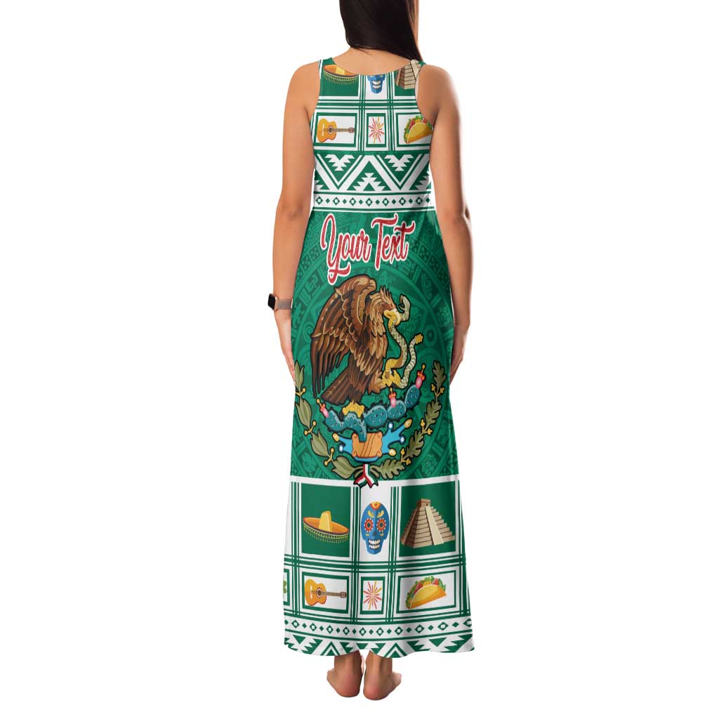 Personalized Mexico Christmas Family Matching Tank Maxi Dress and Hawaiian Shirt Coat Of Arms With Aztec Mexican Patterns - Wonder Print Shop