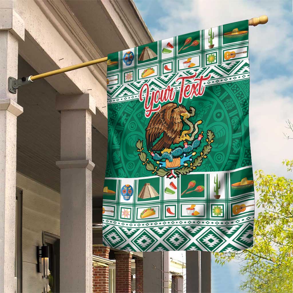 Personalized Mexico Christmas Garden Flag Coat Of Arms With Aztec Mexican Patterns - Wonder Print Shop