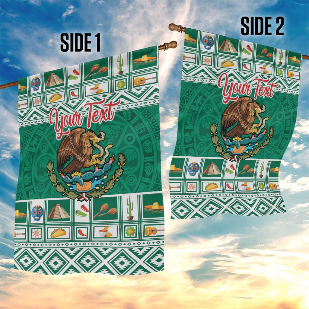 Personalized Mexico Christmas Garden Flag Coat Of Arms With Aztec Mexican Patterns - Wonder Print Shop