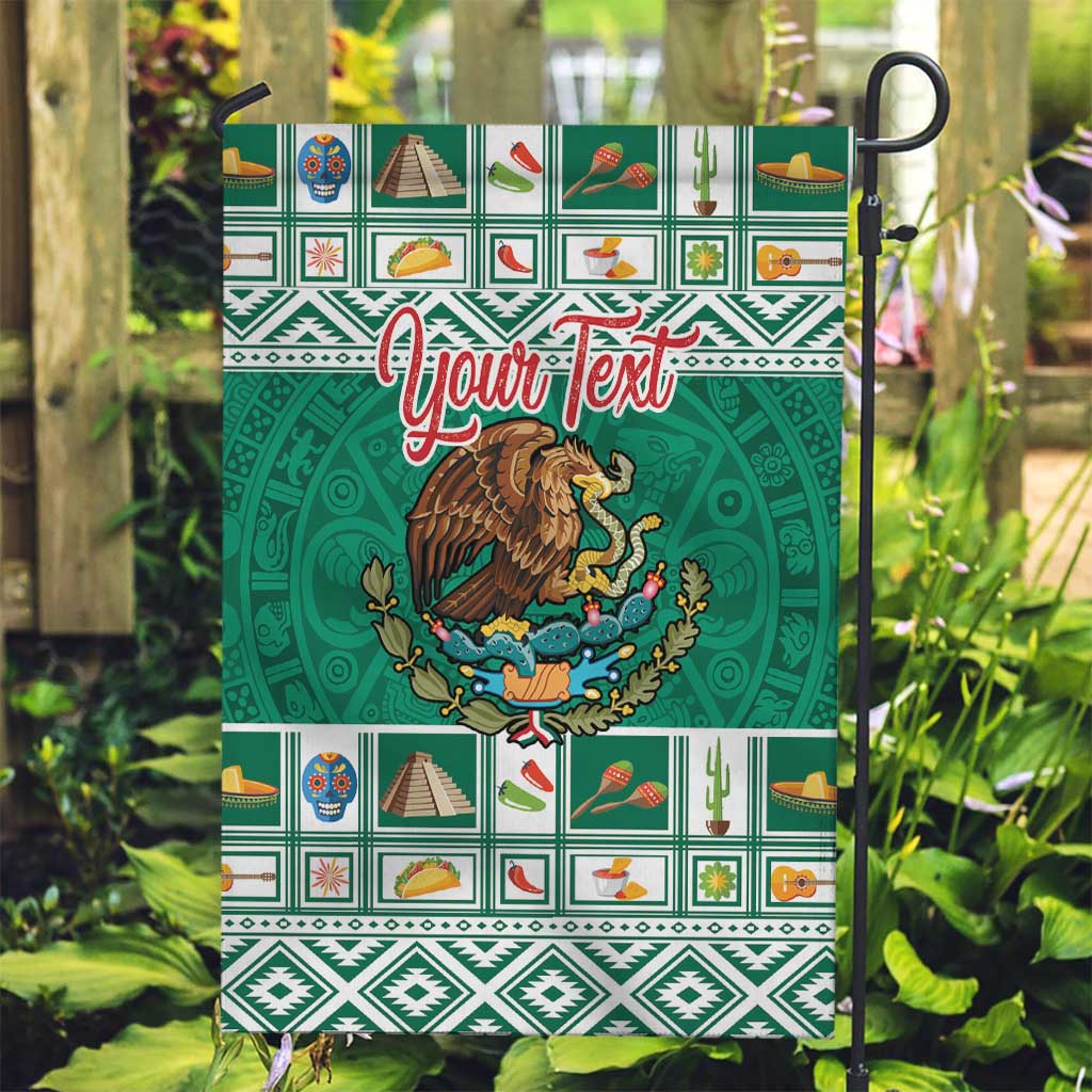 Personalized Mexico Christmas Garden Flag Coat Of Arms With Aztec Mexican Patterns - Wonder Print Shop