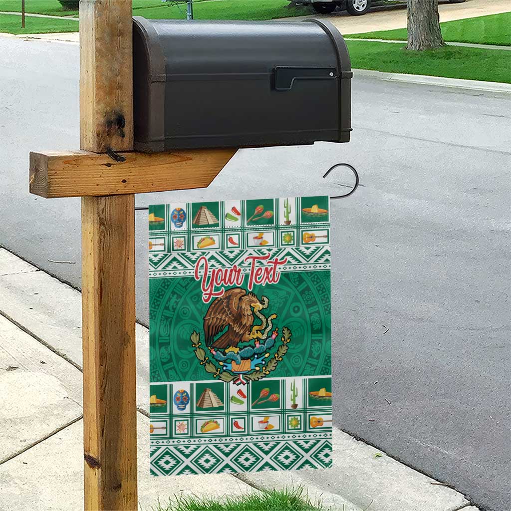 Personalized Mexico Christmas Garden Flag Coat Of Arms With Aztec Mexican Patterns - Wonder Print Shop