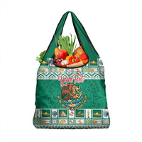 Personalized Mexico Christmas Grocery Bag Coat Of Arms With Aztec Mexican Patterns