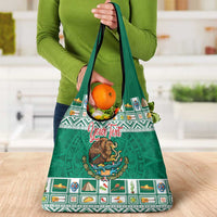 Personalized Mexico Christmas Grocery Bag Coat Of Arms With Aztec Mexican Patterns