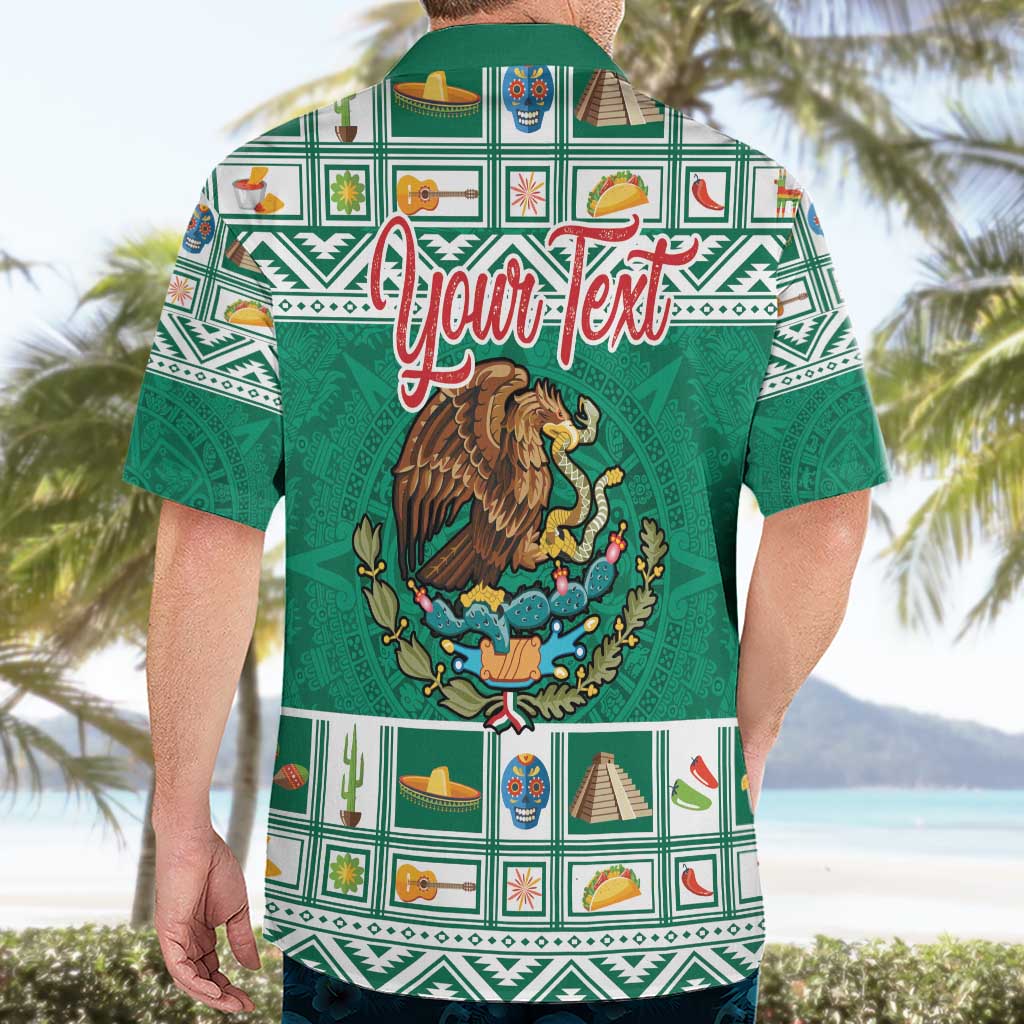 Personalized Mexico Christmas Hawaiian Shirt Coat Of Arms With Aztec Mexican Patterns - Wonder Print Shop