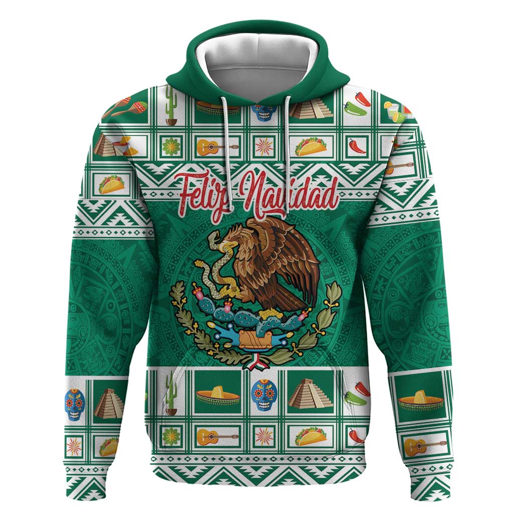 Personalized Mexico Christmas Hoodie Coat Of Arms With Aztec Mexican Patterns - Wonder Print Shop
