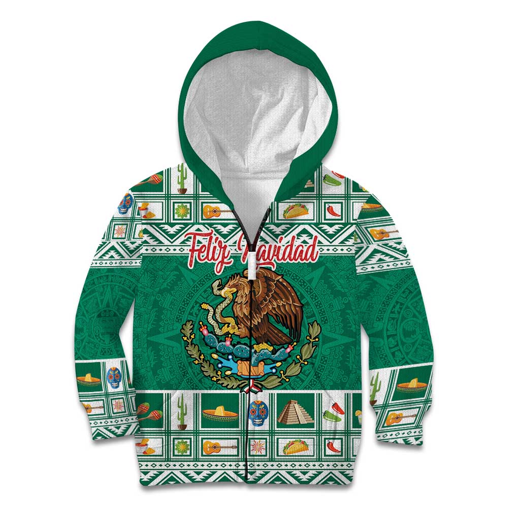 Personalized Mexico Christmas Kid Hoodie Coat Of Arms With Aztec Mexican Patterns - Wonder Print Shop