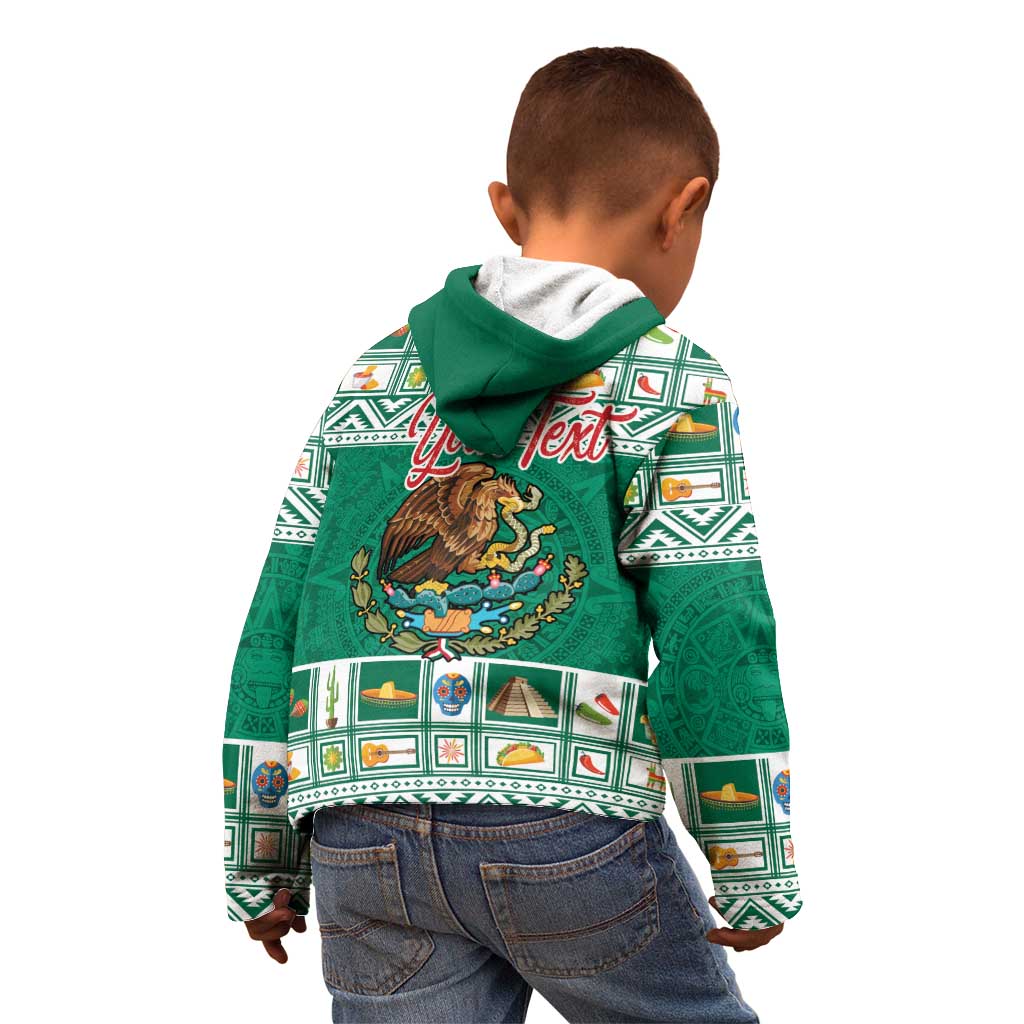 Personalized Mexico Christmas Kid Hoodie Coat Of Arms With Aztec Mexican Patterns - Wonder Print Shop
