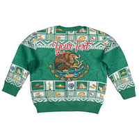 Personalized Mexico Christmas Kid Ugly Christmas Sweater Coat Of Arms With Aztec Mexican Patterns - Wonder Print Shop