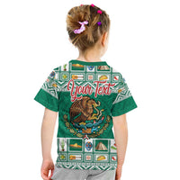 Personalized Mexico Christmas Kid T Shirt Coat Of Arms With Aztec Mexican Patterns - Wonder Print Shop