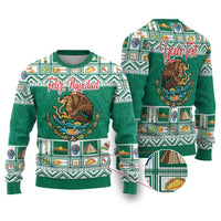 Personalized Mexico Christmas Ugly Christmas Sweater Coat Of Arms With Aztec Mexican Patterns - Wonder Print Shop