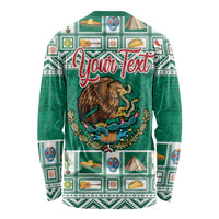 Personalized Mexico Christmas Long Sleeve Shirt Coat Of Arms With Aztec Mexican Patterns - Wonder Print Shop